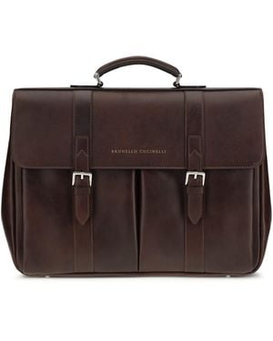 Brunello Cucinelli Leather Travel Bag - Brown