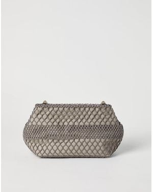 Brunello Cucinelli Netted Clutch Bag - Gray