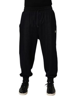 Dolce & Gabbana Cotton Blend Drawstring Jogger Trousers Co+Pl - Black