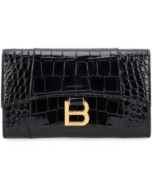 Balenciaga Clutch Bag Crocodile Effect Leather - Black