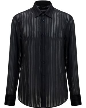 Gucci Striped Silk Gauze Shirt - Blue