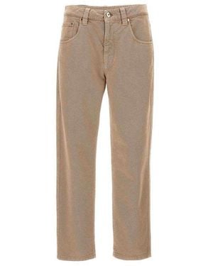 Brunello Cucinelli Coffee Cream Cotton Straight Pants - Natural