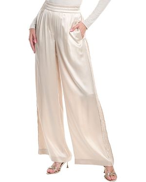 Brunello Cucinelli Beige Silk Casual Pants - White