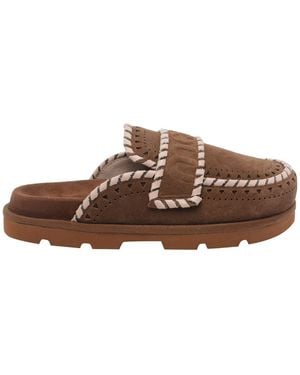 Mou Low Bio Sabot With Stitching - Brown