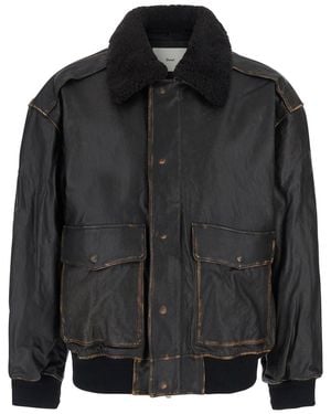 DUNST Detachable A-2 Leather Blouson Lambskin Coat - Black