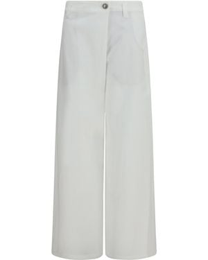 Brunello Cucinelli Straight-Leg Cotton Trousers - White