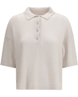 Allude Polo-Neck Cashmere Sweater (Capra Hircus) Polo Tops - White
