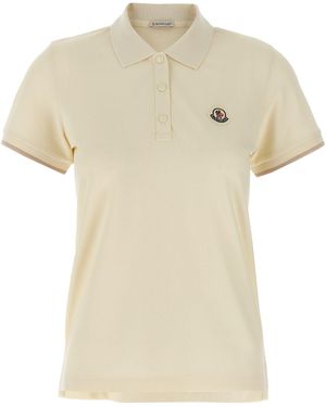Moncler Logo Patch Polo Shirt - Natural