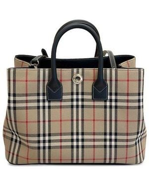 Burberry Top Handle Bag-Bordea Cotton Polyurethane Acrylic - Multicolor
