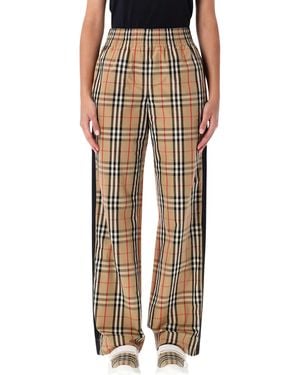 Burberry Wide-Leg Cotton Check Pants - Multicolor