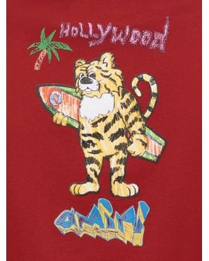 Amiri Sweatshirt Tiger Crew Cotton T-Shirts - Red