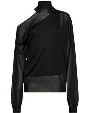Fendi Top Asymmetric Silk Organza Viscose Knitwear - Black
