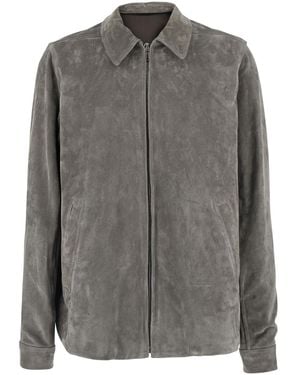 Rick Owens Jacket Brad Suede Coat - Gray