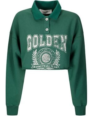Golden Goose Journey Ws Cropped Sweatshirt Polo - Green
