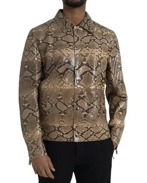 Dolce & Gabbana Exotic Leather Biker Blouson Jacket Python Skin Clothing - Gray
