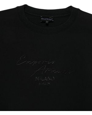 Emporio Armani Cotton Crewneck Sweatshirt - Black