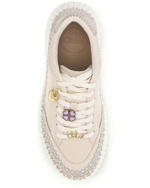 Chloé Wedge Sneakers Nama Upper Calf Leather Sneakers - White