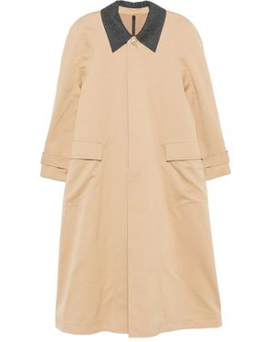 Carven Contrasting-Collar Storm-Flap Coat - Natural