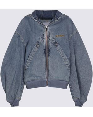 The Attico Hooded Denim Jacket - Blue