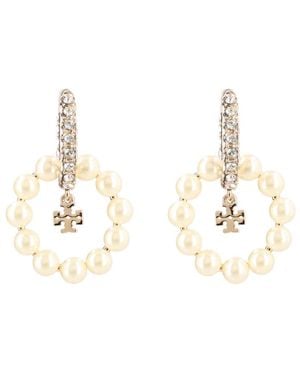 Tory Burch Kira Earrings With Pearls And Rhinestones - White