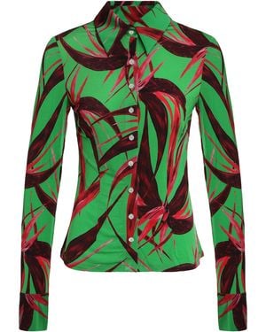 Louisa Ballou Printed Viscose Blouse Shirt - Green