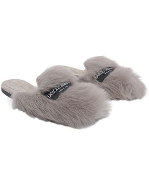 Dolce & Gabbana Sandals Real Fur/Rubber Sole - Grey
