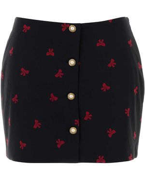 Alessandra Rich Printed Silk Mini Skirt - Black