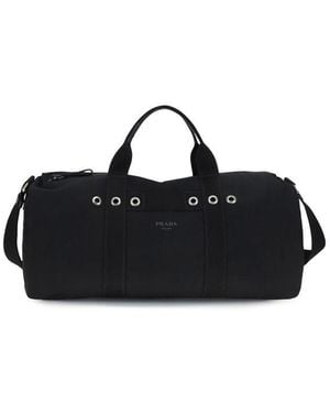 Prada Cotton Luggage And Travel Bag - Black