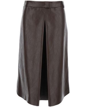 MSGM Midi Skirt With Belt Loops And Front Single Slit - Gray