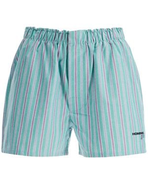 HOMMEGIRLS Striped Oxford Shorts For And - Blue