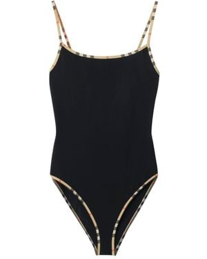 Burberry Check Detail Swimsuit - Black
