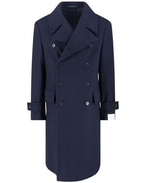 Caruso Double-Breasted Wool Coat - Blue