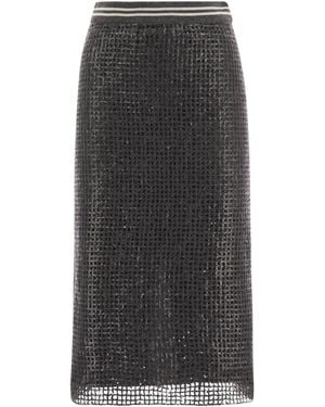 Brunello Cucinelli Dark Textured Skirt - Grey