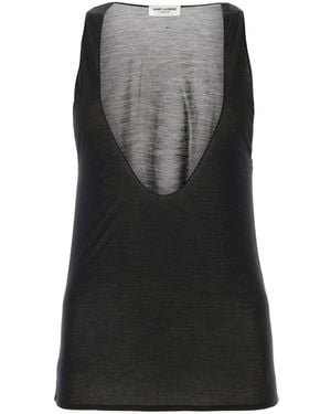 Saint Laurent Silk Tank-Top Top - Black