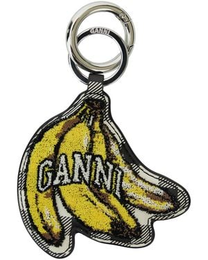 Ganni Banana Shaped Keyring With Logo Lettering On The Front - Multicolour