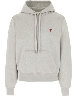 Ami Paris Melange Cotton Sweatshirt - Grey
