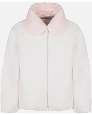 MC2 Saint Barth Girl Faux Fur Jacket Aveline With Squirrel Print Coat - White