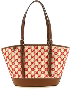 Gucci Small Woven Shopping Bag - Red
