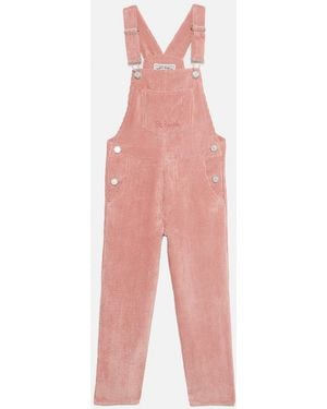 MC2 Saint Barth Girl Corduroy Salopette With St. Barth Embroidery Overalls - Pink