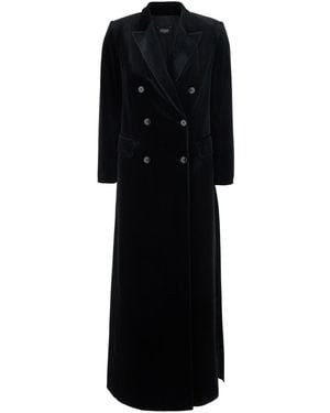 Le Plain Long Velvet Coat - Black