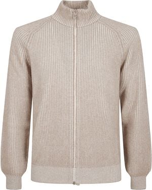 Brunello Cucinelli Ribbed Cashmere Zip-Up Cardigan - Multicolour