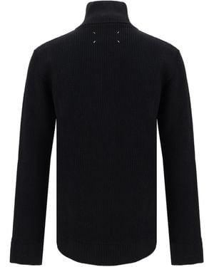 Maison Margiela Cotton Zip-Up Jumper General Wool (Ovis Aries) - Blue