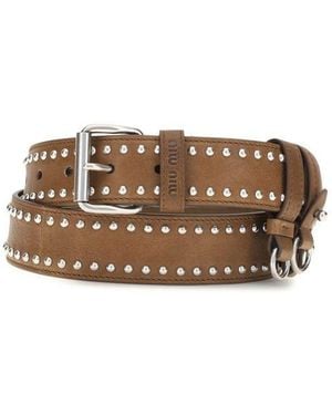 Miu Miu Brown Suede Leather Regular Belt