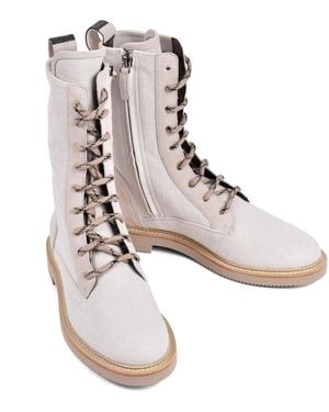 Brunello Cucinelli Light Canvas Combat Boots - Multicolour