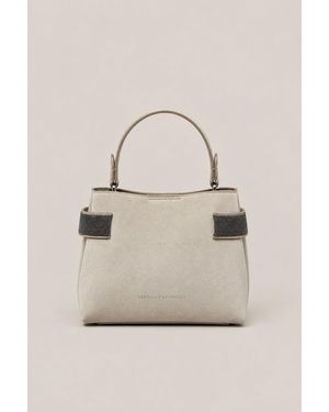 Brunello Cucinelli Walnut Leather Top Handle Bag - Natural