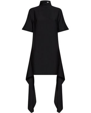 Alaïa Viscose Asymmetric T-Shirt Mini Dress - Black