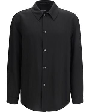 Giorgio Armani Chevron Viscose Twill Shirt - Black