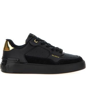 Balmain Calfskin Logo Embossed Sneakers - Black