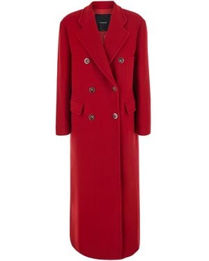 Pinko Coat Double-Breasted Wool - Red