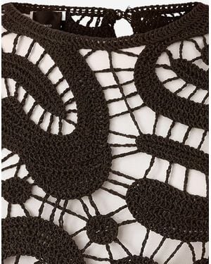 Pinko Geometric Crochet Top Viscose Tops - Black